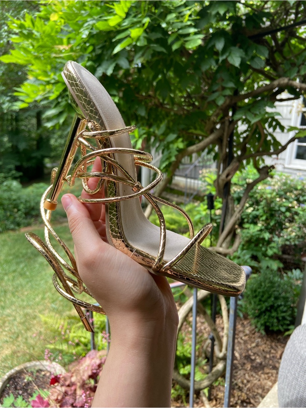 New Gold Square-Toe Women's heels